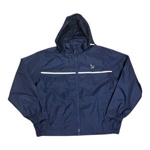 Beacon Point Sport Jacket Men Sz M Dark Blue Lightweight Windbreaker Zipper